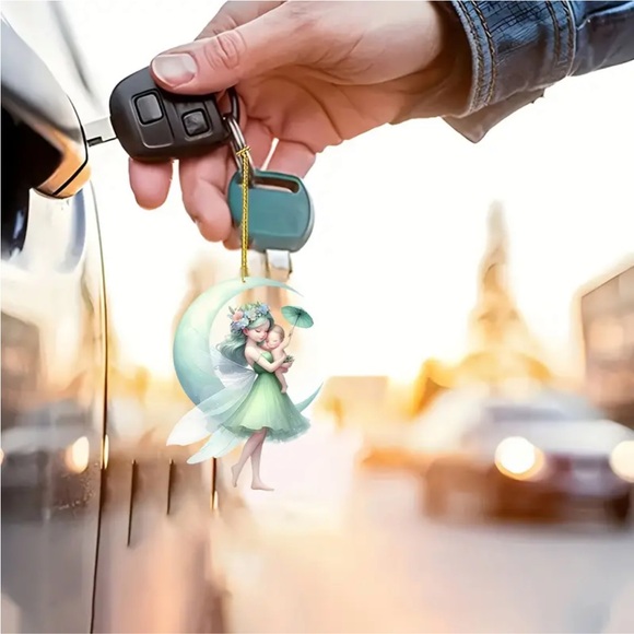 Enchanting Mother Fairy with Child Pendant Ornament (Baby Shower Gift) - Picture 2 of 6